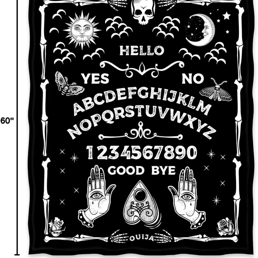 Mystical Black and White Ouija Throw Blanket